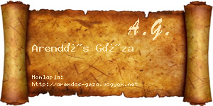 Arendás Géza névjegykártya