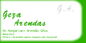 geza arendas business card