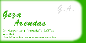 geza arendas business card